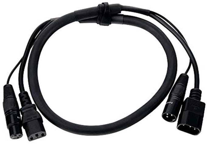 Hybride DMX Combi-kabel voor Stroom en Signaal - 1 m Zwart