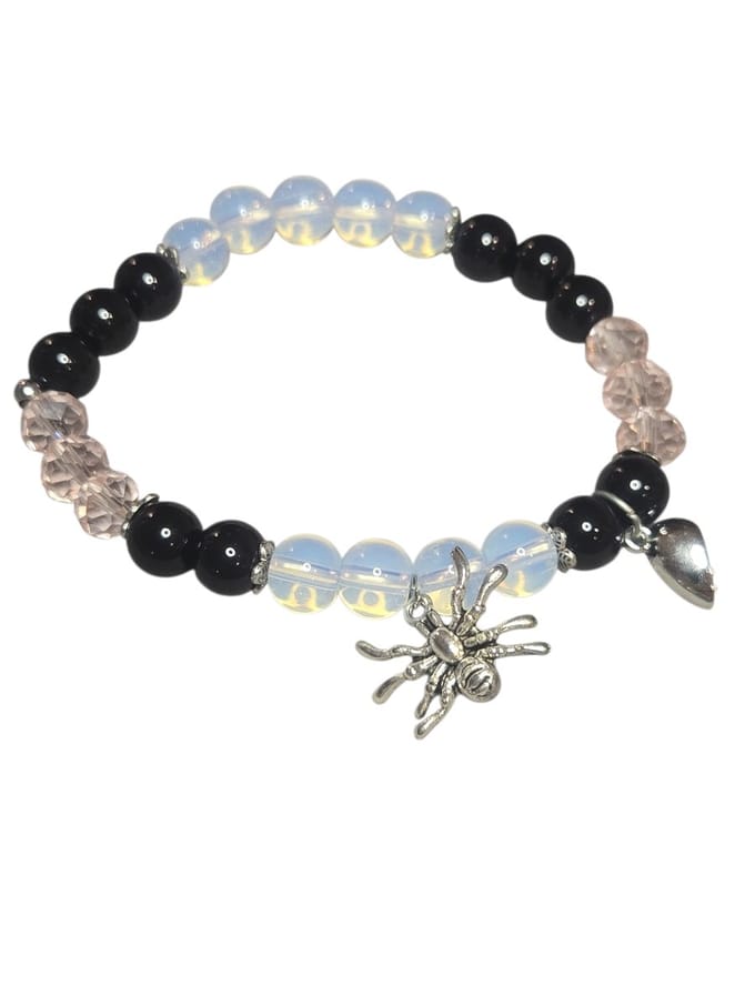 obsidiaan en opaliet armband.
