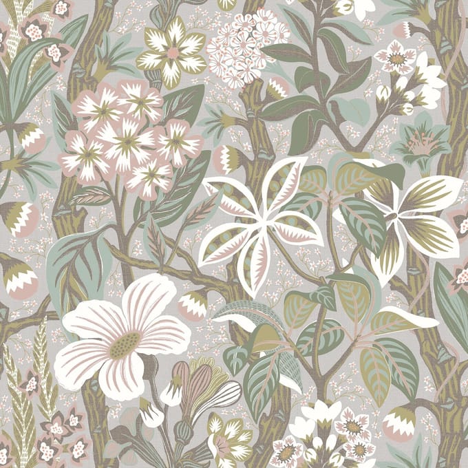Boråstapeter Vliesbehang 2080 - Swedish Designers - Botanisch Grijs - 49cm x 10.05m