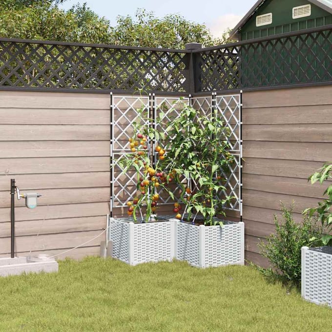 vidaXL - Plantenbak - 3 - st - Wit - 80 - x - 80 - x - 142 - cm - PP