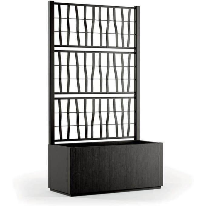 STEFANPLAST Bac a fleur/jardiniere ETHICA rectangulaire 80 cm avec treillis - 80x36xh 140 cm - Graphite