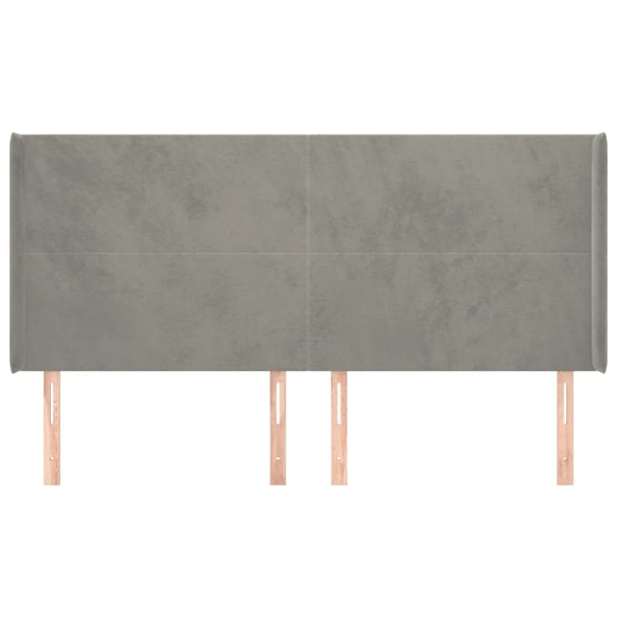vidaXL - Hoofdbord - met - randen - 203x16x118/128 - cm - fluweel - lichtgrijs