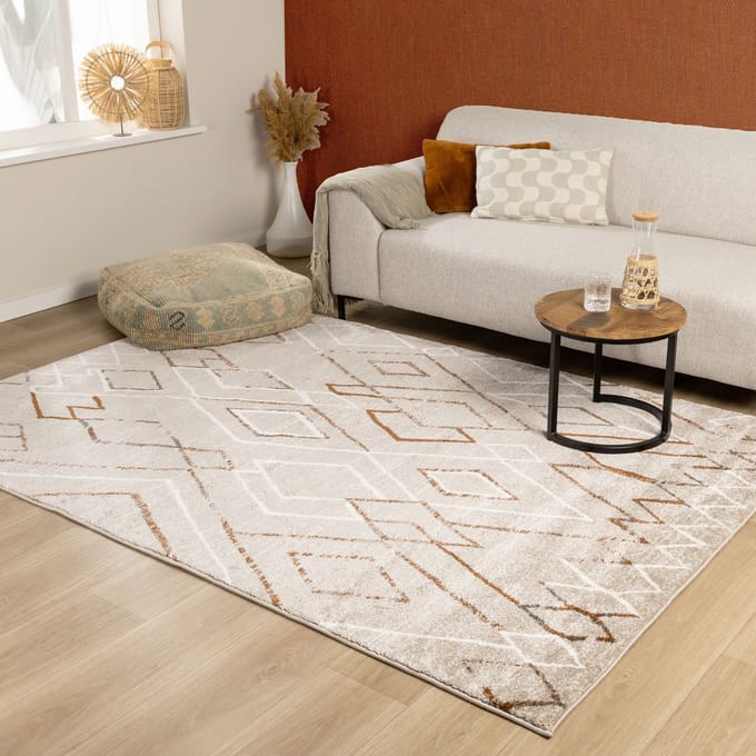 Fraai Berber vloerkleed - Blend Diamond Beige - 80x150cm