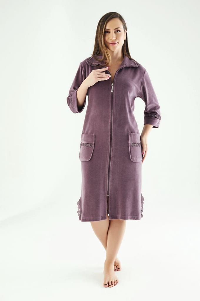 Dames Rits Badjas/Ochtendjas / Lila / maat M