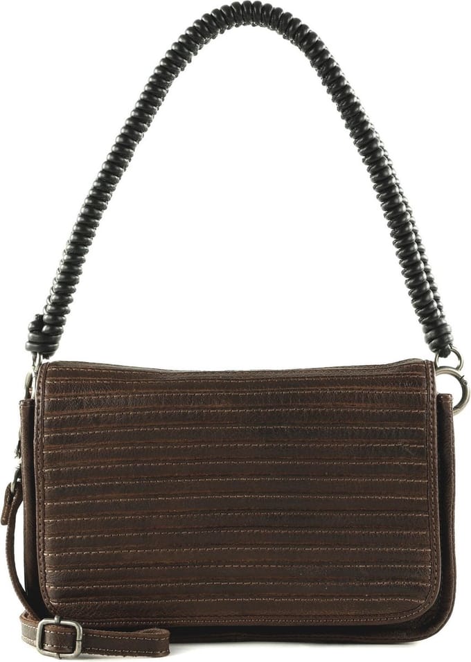 FREDsBRUDER Leren Schoudertas Enna Flap Crossbag Dark Chocolate Donkerbruin