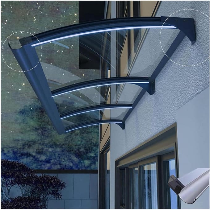 Luifel Buiten - Regenkap Deur - Bescherming Ramen - Koolstofstalen Basis - 100x180cm - Transparant