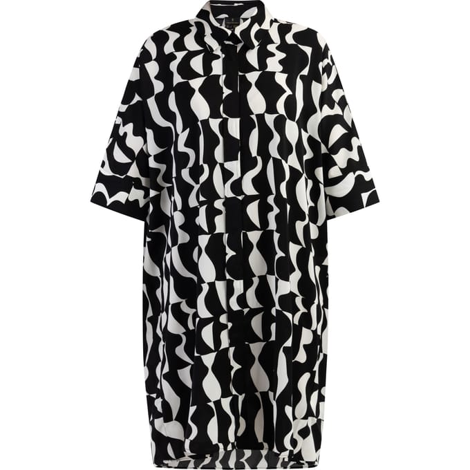 Dreimaster Overhemd jurk Dames zwart wit