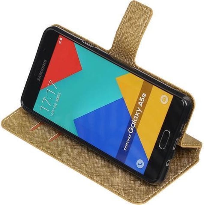 Goud Samsung Galaxy A5 2016 TPU wallet case booktype hoesje HM Book