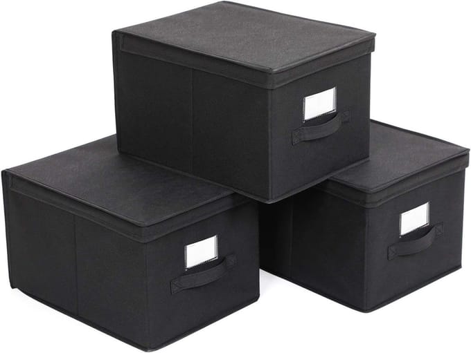 Famanu - Organizers set van 3 multifunctioneel opbergbox mand 40x30x25cm zwart