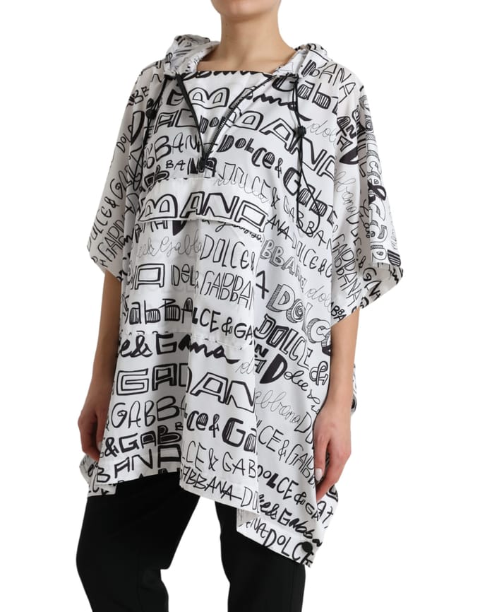 Hooded Graffitiprint Poncho Tsh83782