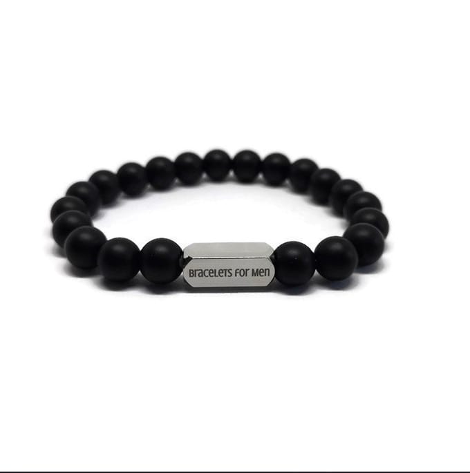 Armband Heren - Natuursteen - Heren - Black Latiano - Medium 17cm