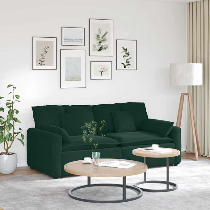 vidaXL - Modulaire - bank - met - kussens - donkergroen