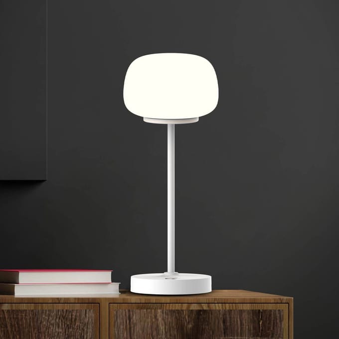 Näve LED tafellamp Pina wit Hoogte 27,8 cm Metaal/glas Touch