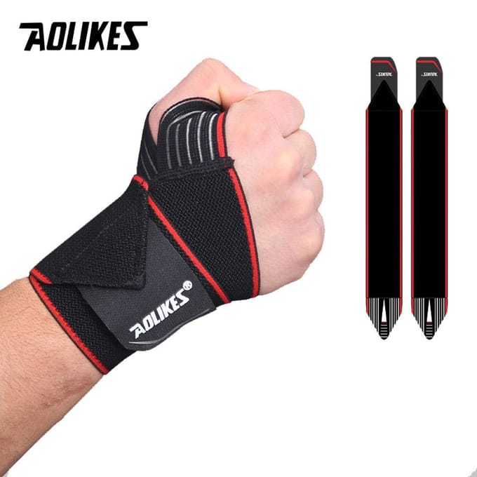 Aolikes 1 Paire Support de Poignet Élastique pour Salle de Sport Crossfit Haltérophilie Sangle de Compression Wraps rouge