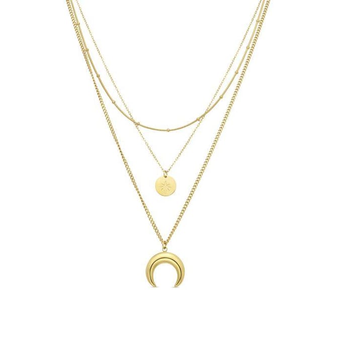 Ketting - LUXENTER - Salsu - Afwerking 18 karaat geelgoud - Staal - Vrouw beige