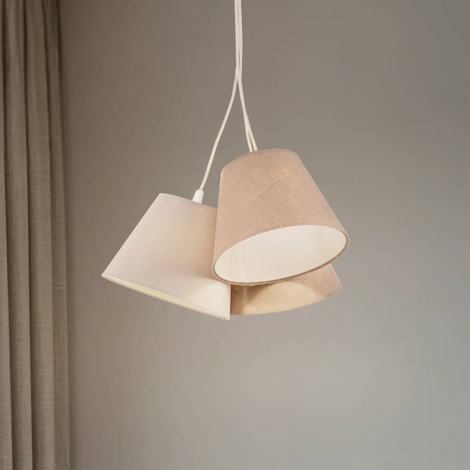 Maco Design Boho hanglamp, 3-lamps, crème/beige, jute