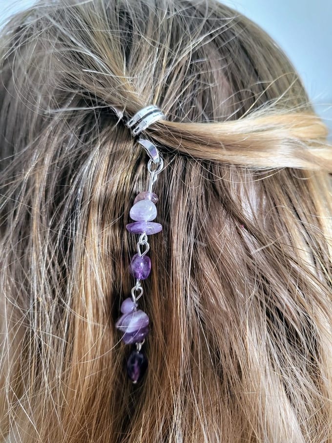 Amethist haarhanger zilverkleur 8.5 cm