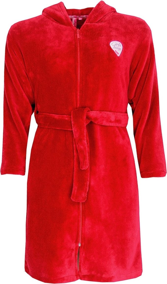 AnnaRebella Meisjes Badjas - Kamerjas - Fleece - Rood - Maat 152