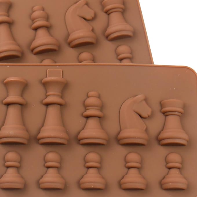 Moule à gâteau DIY en forme d'échecs Moules à chocolat Moule à glaçons Moule de cuisson Moule en silicone Outils de décoration de gâteaux Accessoires de cuisine brown