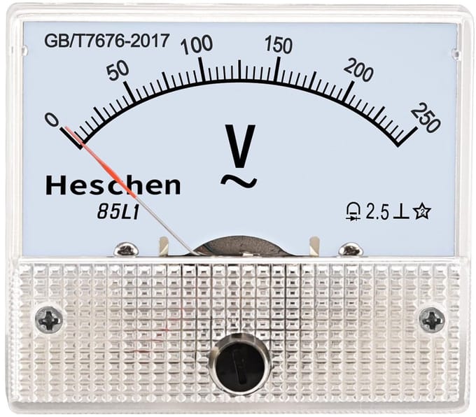 Paneel gemonteerde meter - Spanningsmeter voltmeter - Elektrische metingen - AC 0-250V bereik - 62x55mm gezicht - Wit