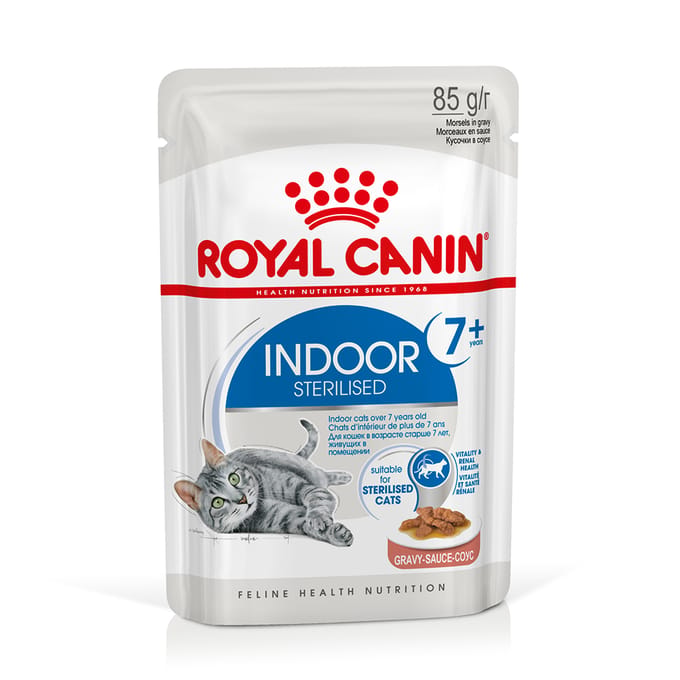 48x85g Indoor Sterilised 7+ in Saus Royal Canin Kattenvoer