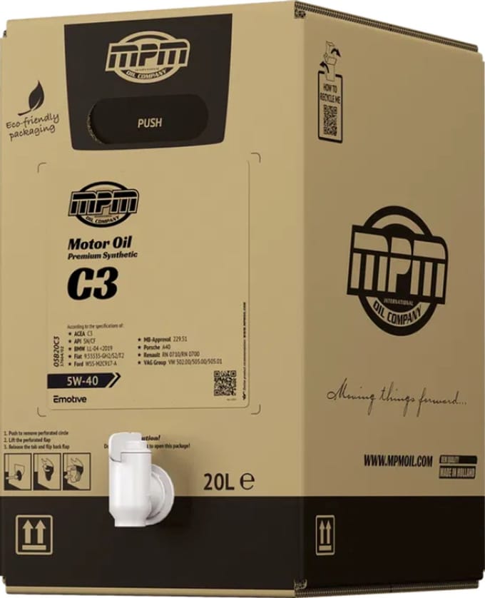 MPM 5W40 Motorolie Premium Synthetic C3 | 20 liter | BIB | 05B20C3