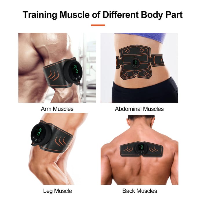 Smart Abs Stimulator Buikspier Toner Abs Spiertrainer 12 Modi 19 Niveaus Intensiteit Lichaam zwart