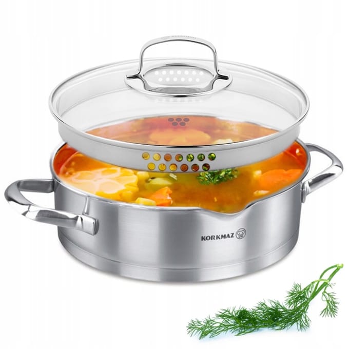 Korkmaz Steama Pannenset 3L - 24cm - RVS - Gas & Inductie