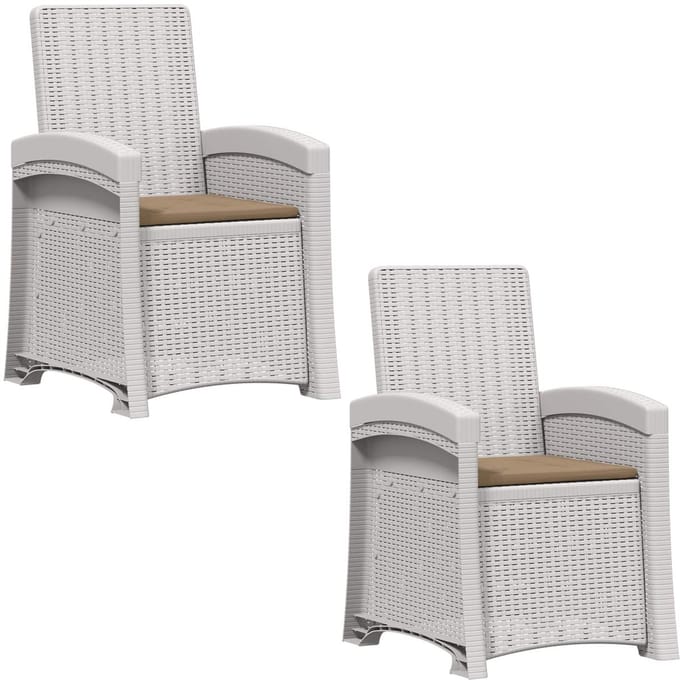 vidaXL - Ligstoel - Rieten - Look - 2 - st - Wit - en - Taupe - PP
