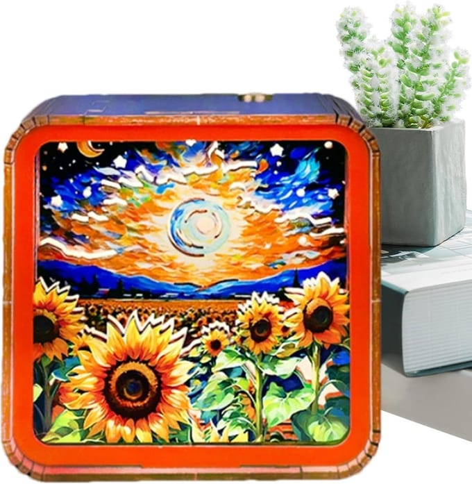 Houten Puzzel - Nachtlamp Puzzel - Decoratie Verlichting - Creatieve Assemblage - 20 x 13 cm