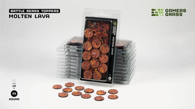 Molten Lava Bases Pre-Painted (12x 25mm Round)