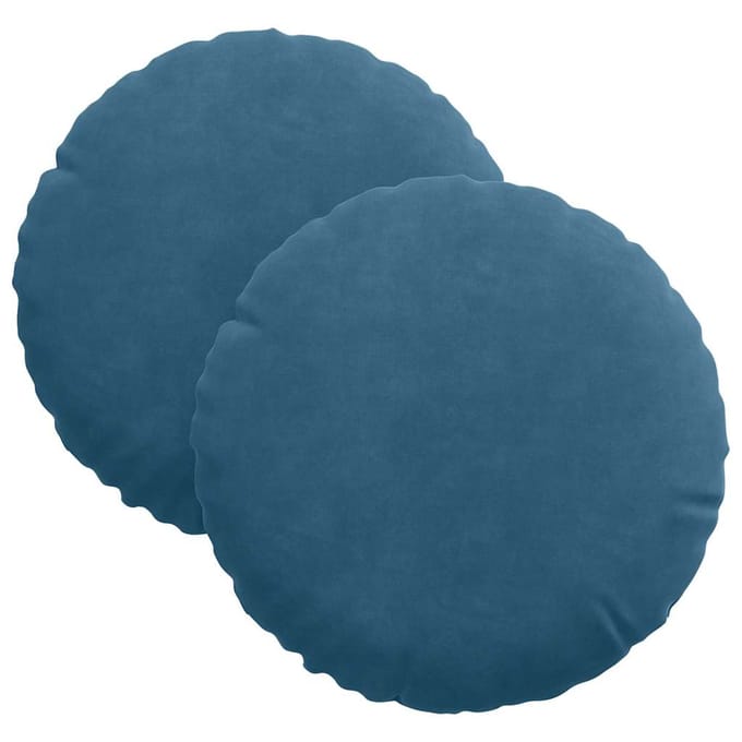 vidaXL - Zitkussens - 2 - st - Fluweel - Blauw - Ø30 - x - 13 - cm