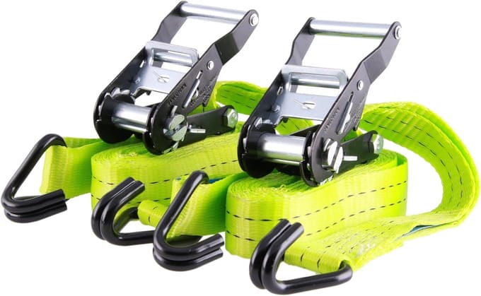 Spanbanden Set - Sjorbanden Ratel - Veilig Transport - Professionele Kwaliteit - 4 Meter - Neon Geel