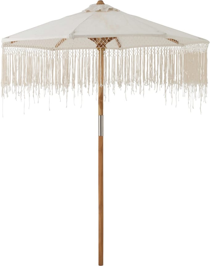 J-Line parasol Macrame - hout - ecru