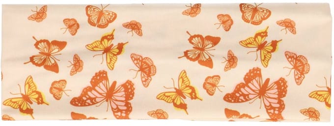 Haarsoires Haarband Stof 8cm - Vlinder Print - Creme Bruin Geel