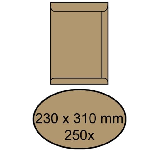 Envelop IEZZY akte 230x310mm zelfklevend 90gr bruin 250 stuks