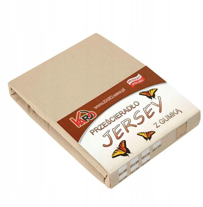 Jersey Hoeslaken met Elastiek 200x220 Beige Karo