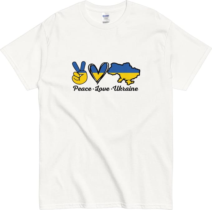 Peace Love Ukraine T Shirt - Statement Shirt met Oekraïne Design - Dames Heren - Wit - 2XL