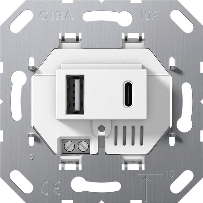 Gira USB-voeding 2-poorts wandcontactdoos type A/C wit - 234900