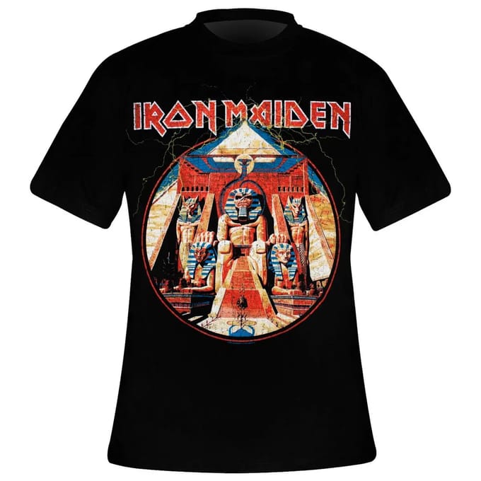 T-shirt Rock à Gogo Iron Maiden Powerslave Lightning Circle
