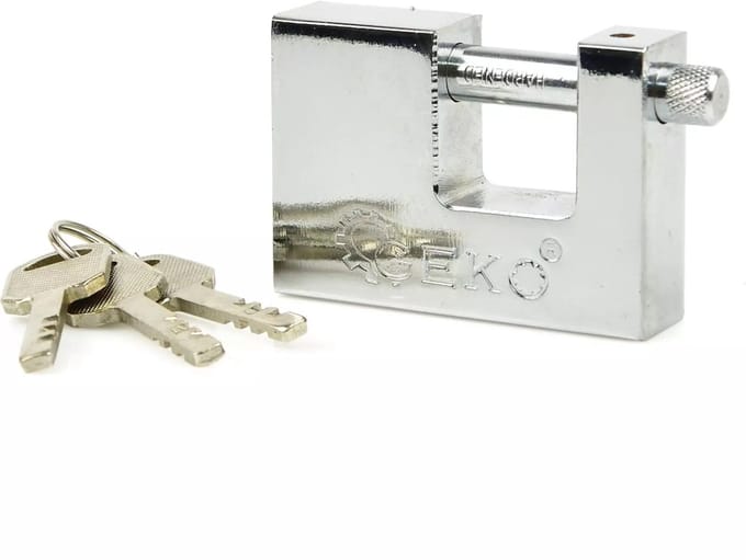 GEKO Pin hangslot - 70mm - Massief messing - Borium beugel - Dubbele vergrendeling