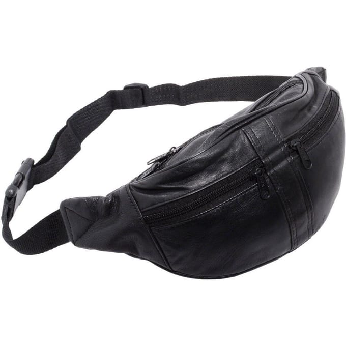 Rojafit Heuptas-Groot-4 vakken-Zwart-Nappa Leer-Afmeting ca. 34 x 8 x 15 cm.