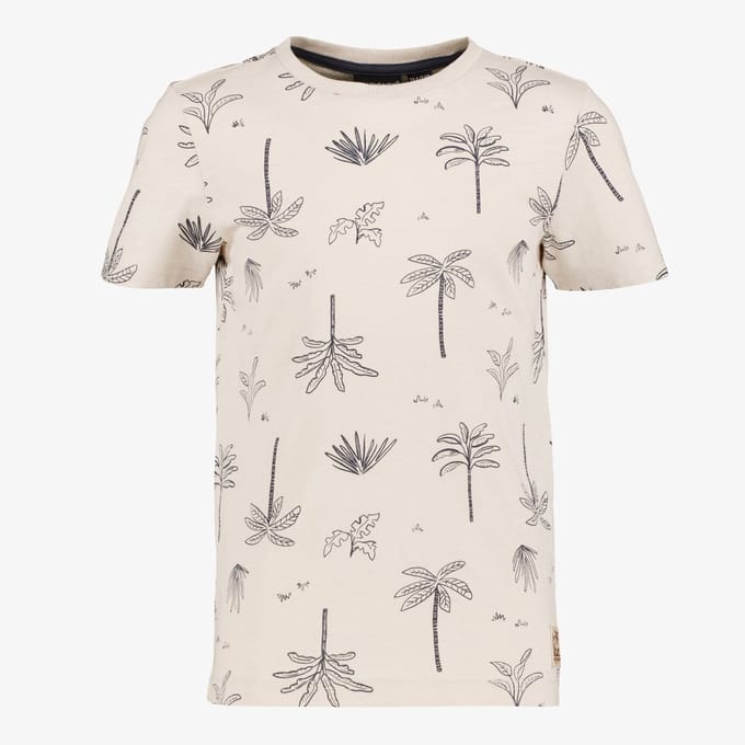 Unsigned jongens T-shirt met palmbomen beige - Maat 134/140