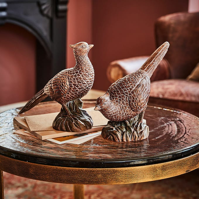 LOBERON Decoratief vogeltje set van 2 Vivoso antiekbruin