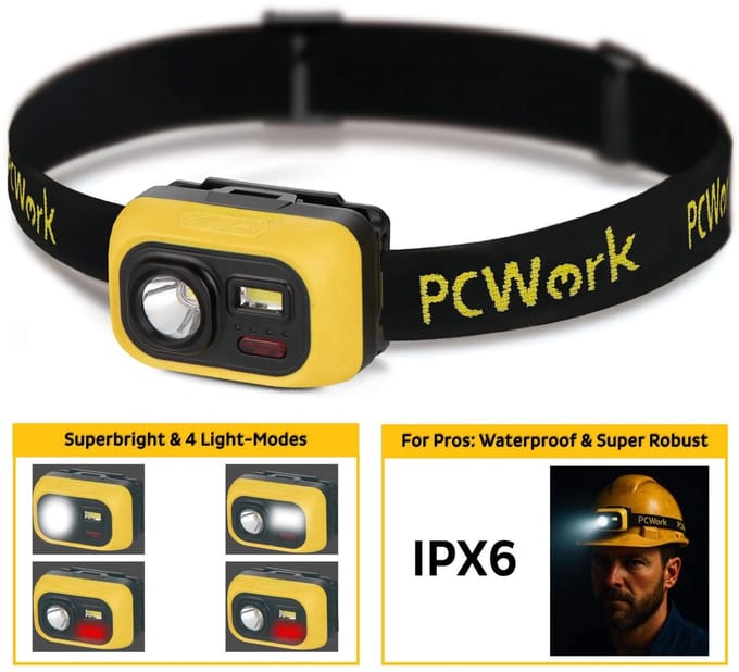 PCW12D LED Hoofdlamp Professional IPX6 300 Lumen op 3 AAA batterijen
