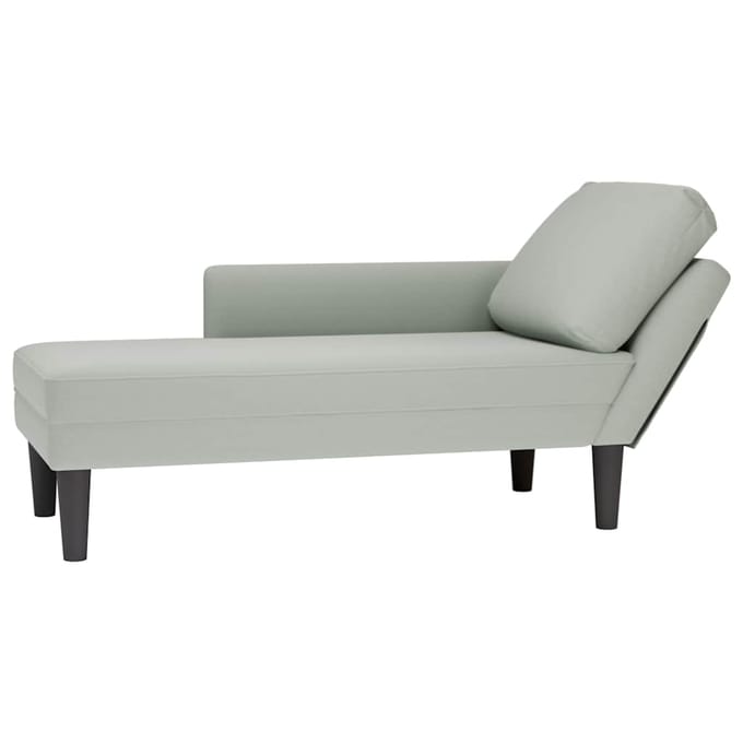 vidaXL - Chaise - longue - met - kussen - & - rechterarmleuning - fluweel - lichtgrijs