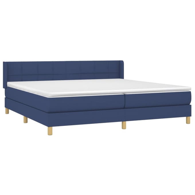 vidaXL - Boxspring - met - matras - stof - blauw - 200x200 - cm