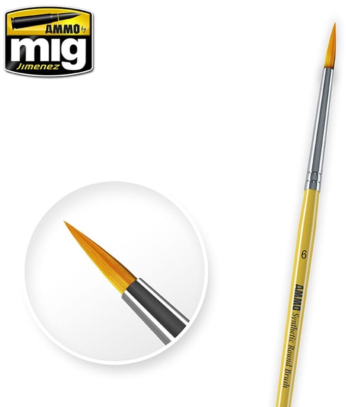 AMMO by Mig Jimenez Hobbypenseel - MIG 8616 6 Synthetic Round Brush Penseel