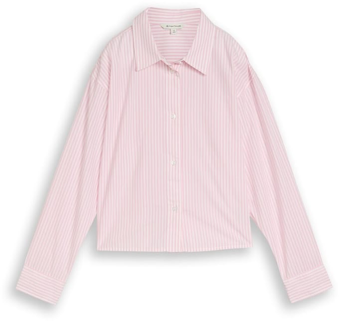 Tom Tailor - Boxy Fit overhemdblouse met streepjesmotief - Maat 152 - soft mauve white stripe