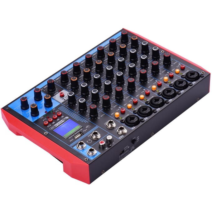 AG8 Draagbare 8-kanaals Mengtafel Digitale Audiomixer +48V Fantoomvoeding Ondersteunt BT/USB/MP3 EU Plug